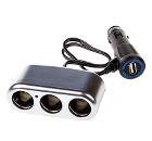 Изображение товара Разветвитель SKYWAY S02301013 SL с USB и 4 разъемами прикуривателя 12/24В серебристый