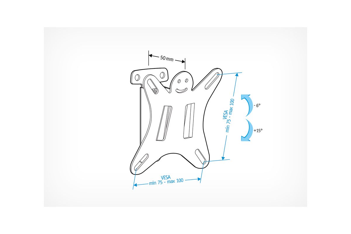Lcds текст. Holder LCDS-5002silver. Кронштейн на стену Holder LCDS-5002. Кронштейн Holder LCDS-5002 (металлик) (10-26", угол наклона 15o),. Чертеж крепления VESA 100x100.