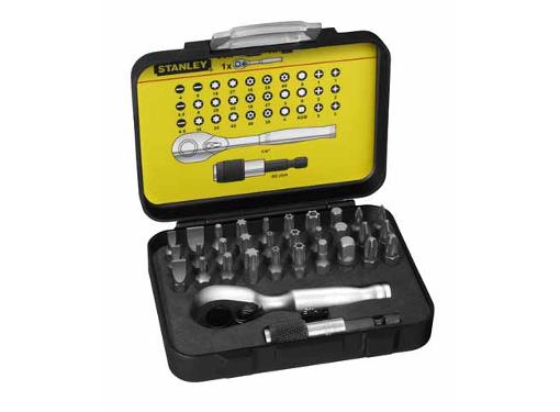 Изображение товара Набор бит STANLEY 1-13-904 expert 32 предмета мини-трещотка магнитный держатель