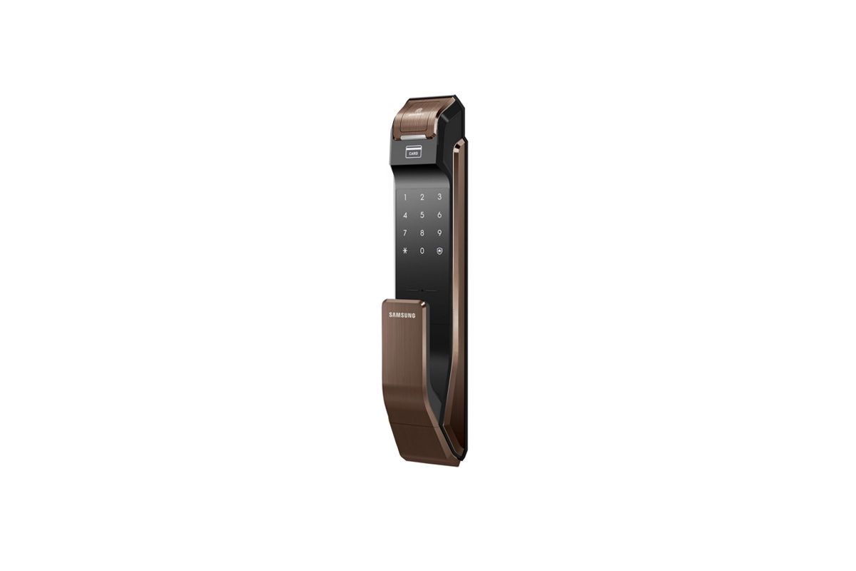 Врезной биометрический замок samsung shs p718 xbu brown