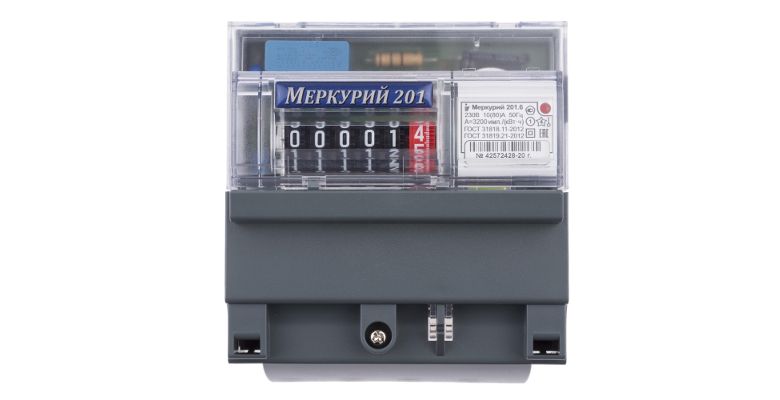 Счетчик электроэнергии ИНКОТЕКС МЕРКУРИЙ 201.6 (однофазный, однотарифный)