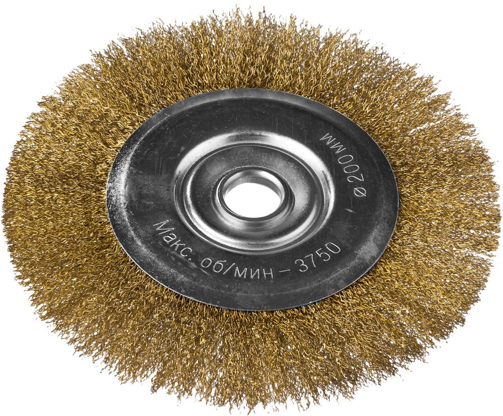 фото Кордщетка dexx плоская 200мм для ушм гофрированная латунированная сталь (35101-200)