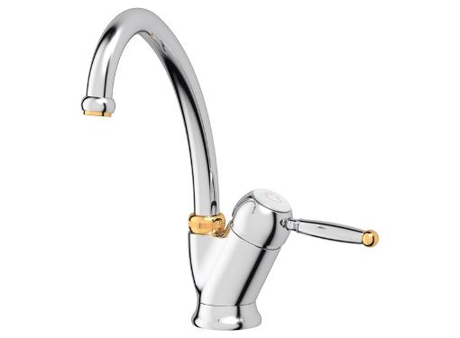 Изображение товара Однорычажный смеситель PONSI PON 257/M...RM с золотым покрытием для мойки, стиль ретро