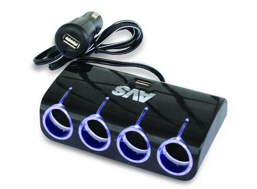 Изображение товара Разветвитель прикуривателя AVS CS410U 12/24 В с USB