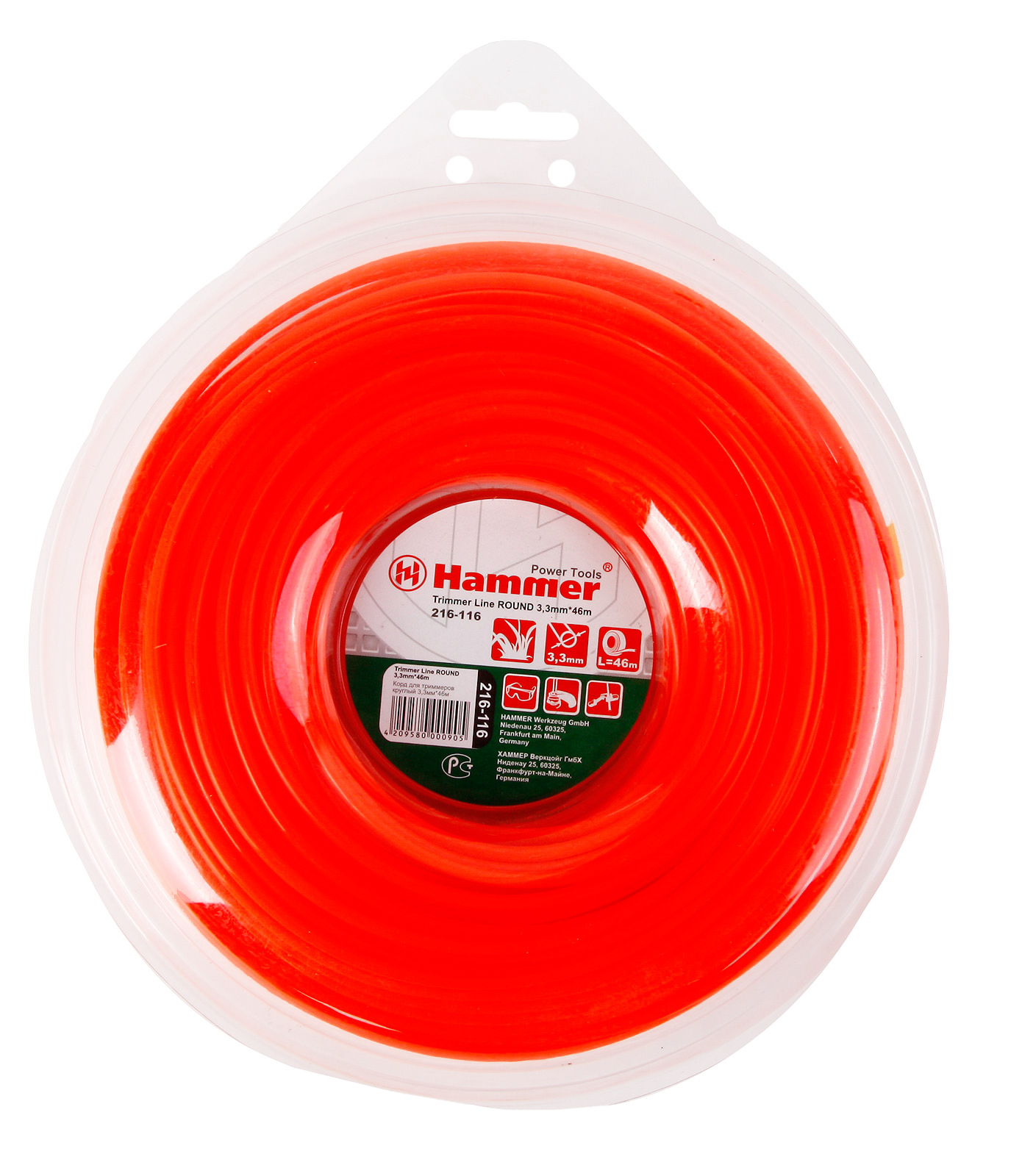 

Леска для триммеров Hammer Tl round 3.3mm x 46m, Tl round 3.3mm x 46m