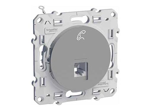 Изображение товара Механизм розетки телефонной RJ12 SCHNEIDER ELECTRIC Odace S53R497 алюминиевый