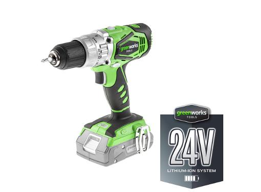 Изображение товара Аккумуляторная дрель GREENWORKS G24CD 24 В профессиональная с дисковым патроном