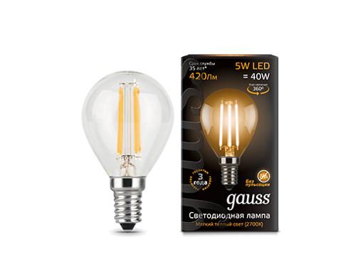   GAUSS LED Filament Globe E14 5W 2700K (105801105)