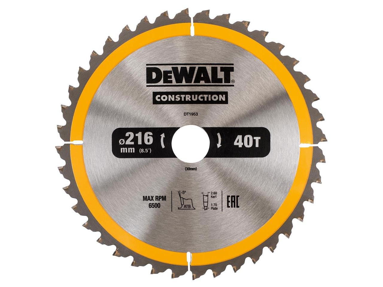 фото Диск пильный твердосплавный dewalt ф216х30мм 40зуб. (dt1953qz)