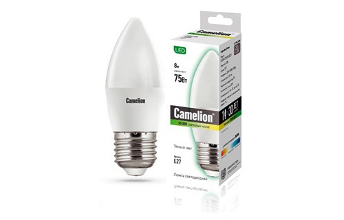 фото Лампа светодиодная camelion led8-c35/830/e27