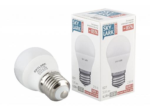 Изображение товара Светодиодная лампа SKYLARK А003 E27 6.5W 3000K G45 520 Лм теплый свет