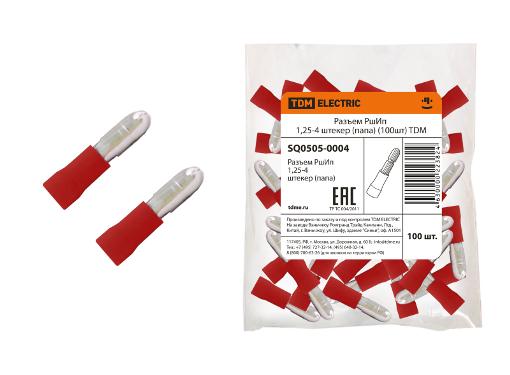 Изображение товара Разъем TDM SQ0505-0004 штекер 100 шт Для цепей до 10 А и 1,5 мм2