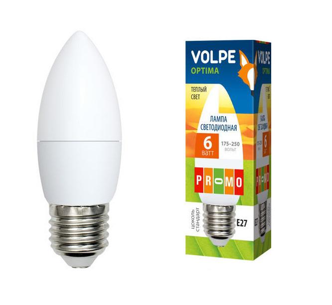 

Лампа светодиодная Volpe Led-c37-6w/nw/e27/fr/o