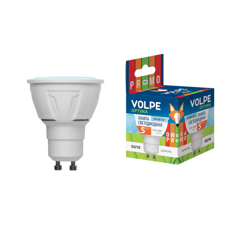 

Лампа светодиодная Volpe Led-jcdr-5w/nw/gu10/o