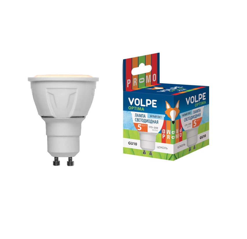 

Лампа светодиодная Volpe Volpe led-jcdr-5w/ww/gu10/o