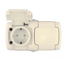 Изображение товара Розетка WESSEN RA16-227B-SI наружная с защитой IP44, 2 гнезда, заземление, бежевый