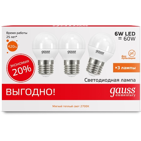 

Лампа светодиодная Gauss Led elementary globe 53216t, Led elementary globe 53216t