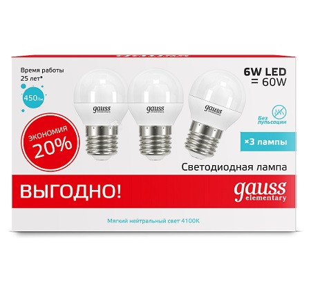 

Лампа светодиодная Gauss Led elementary globe 53226t, Led elementary globe 53226t