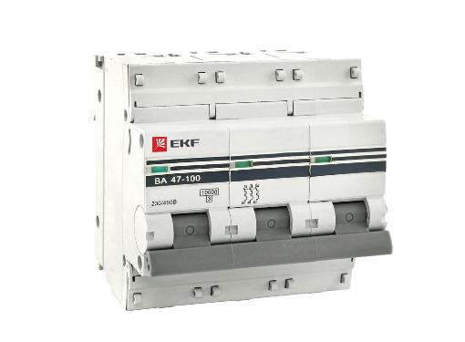 Изображение товара Автомат EKF mcb47100-3-50D-pro для защиты цепей 50А трехполюсный