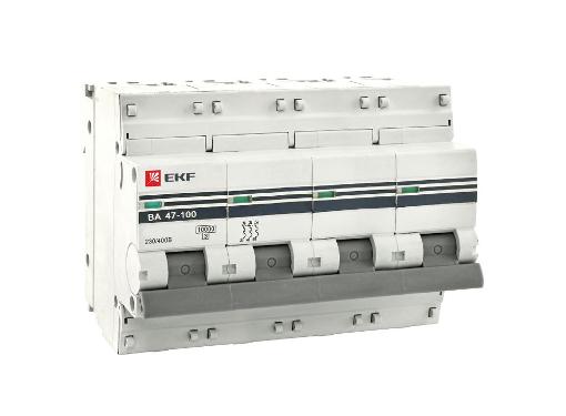 Изображение товара Автомат EKF mcb47100-4-80C-pro 80А 4п серия EKF PROxima