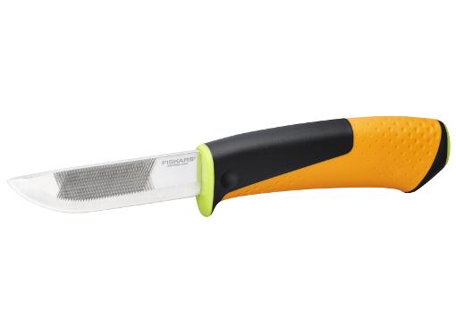 Изображение товара Строительный нож FISKARS 1023619 с точилкой, напильником и удобным чехлом