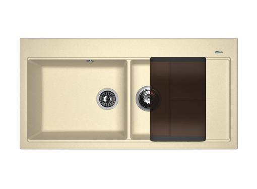 Изображение товара Мойка кухонная FLORENTINA Россана шампань 1000х510 искуственный камень со стеклянной доской