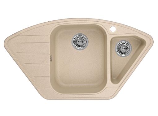 Изображение товара Угловая кварцевая кухонная мойка GRANULA GR-9101 песок двойная чаши