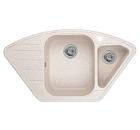 Изображение товара Угловая кварцевая кухонная мойка GRANULA GR-9101 пирит, 890x490 мм с двумя чашами