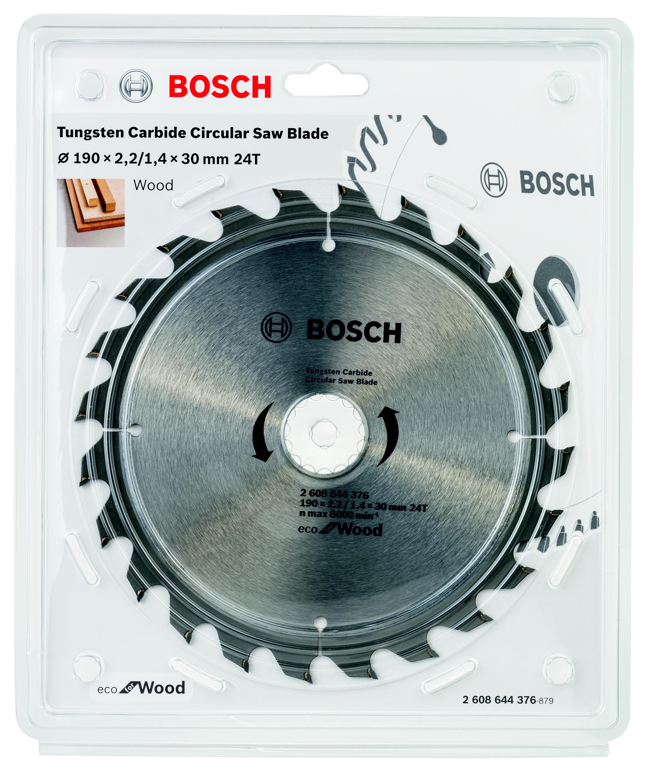 фото Диск пильный твердосплавный bosch ф190х30мм 24зуб. (eco wo 2.608.644.376)