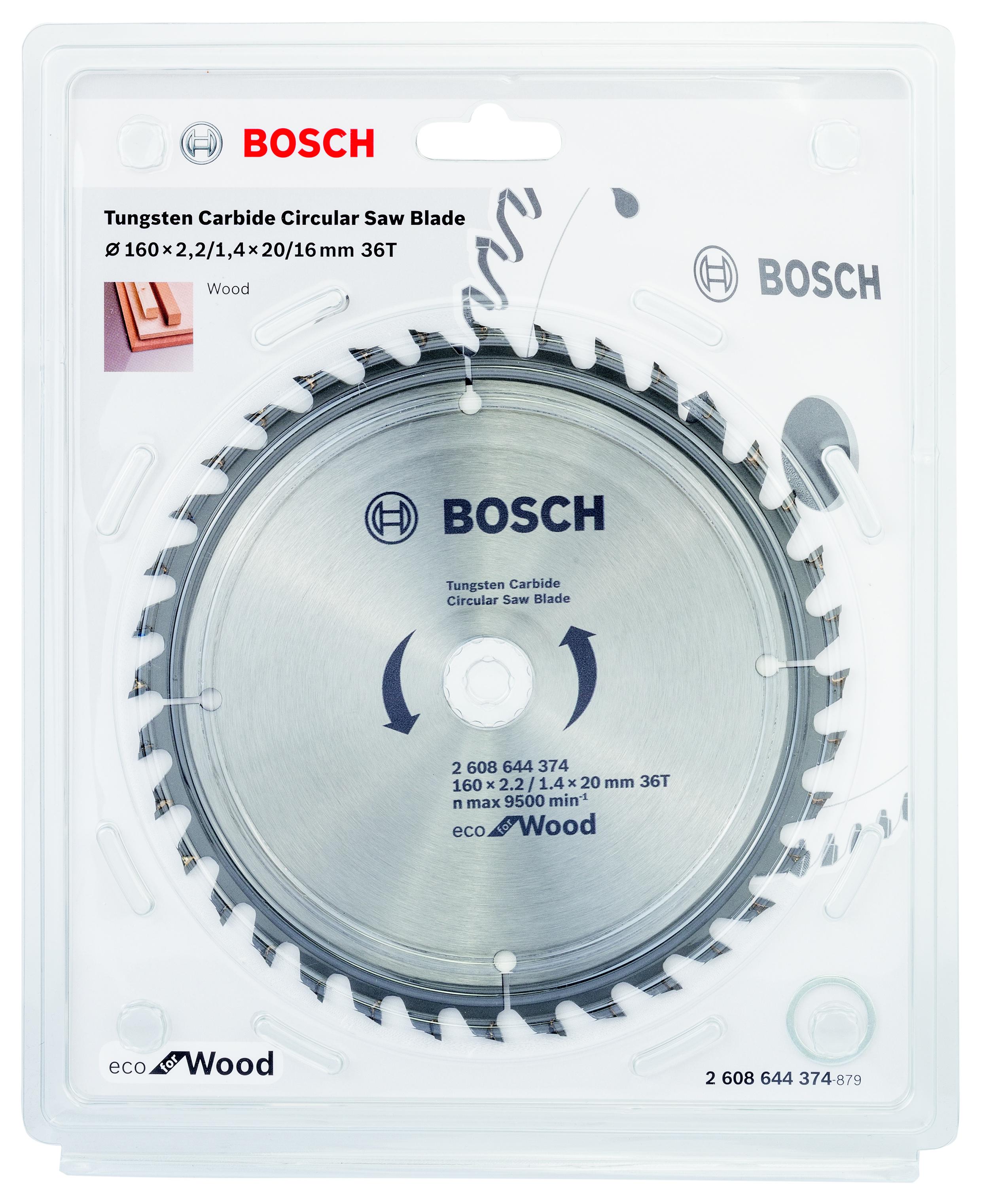 фото Диск пильный твердосплавный bosch ф160х20мм 36зуб. (eco wo 2.608.644.374)