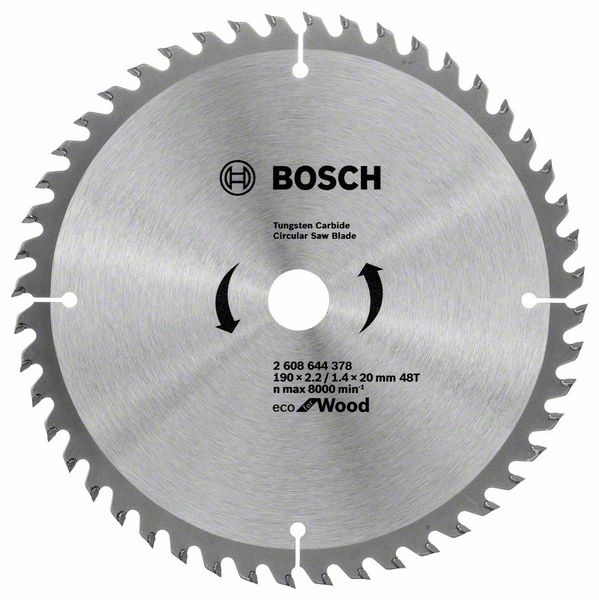 фото Диск пильный твердосплавный bosch ф190х20мм 48зуб. (eco wo 2608644378)