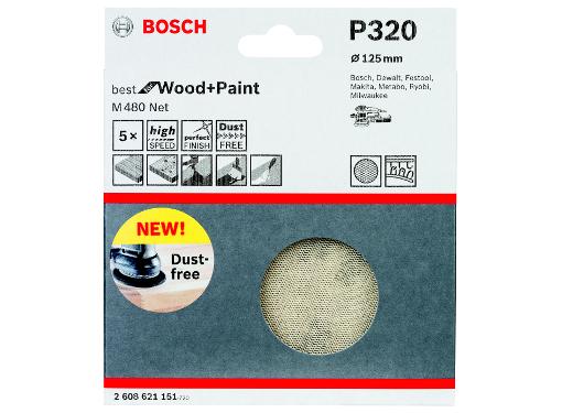 Изображение товара Круг шлифовальный BOSCH 125 мм 80 P сетчатая основа 5 шт