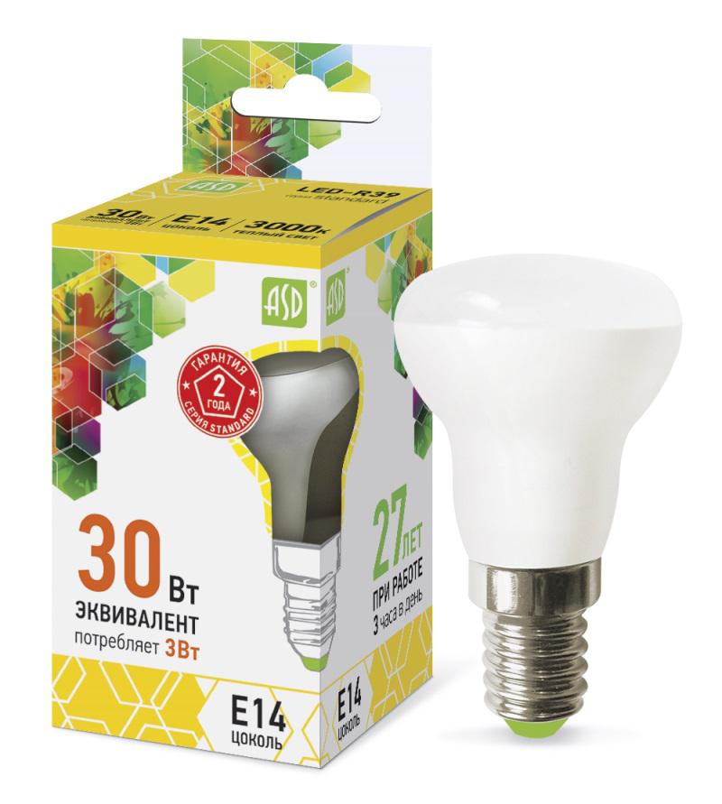 

Лампа светодиодная Asd Led-r39-standard 3Вт 230В Е14 3000К