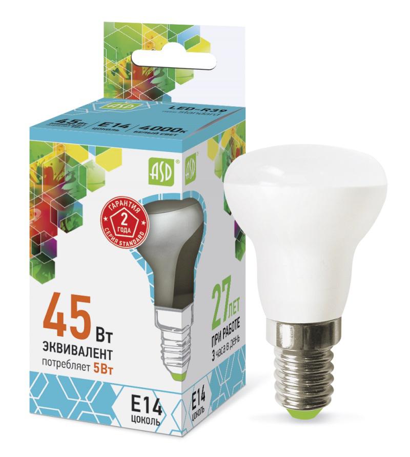 

Лампа светодиодная Asd Led-r39-standard 5Вт 230В Е14 4000К