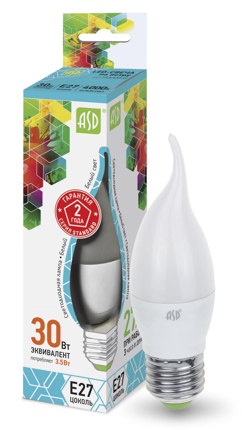 

Лампа светодиодная Asd Led-СВЕЧА НА ВЕТРУ-standard 3.5Вт 230В Е27 4000К