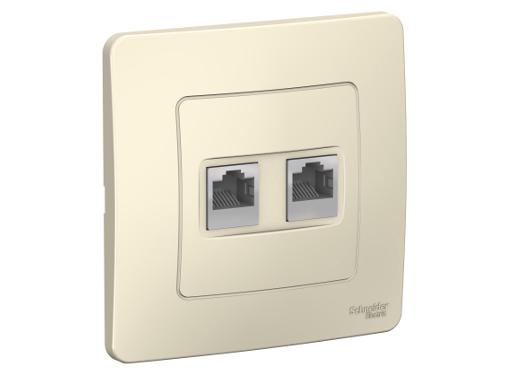 Изображение товара Двойная компьютерная розетка Schneider Electric Blanca RJ45 категория 5e молочная