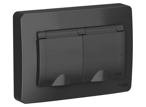 Изображение товара Двухместная розетка Schneider Electric Blanca IP44 с заземлением 16А антрацит