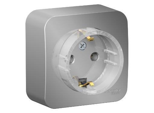 Изображение товара Розетка Schneider Electric Blanca 16A 250V алюминий с заземлением открытая установка