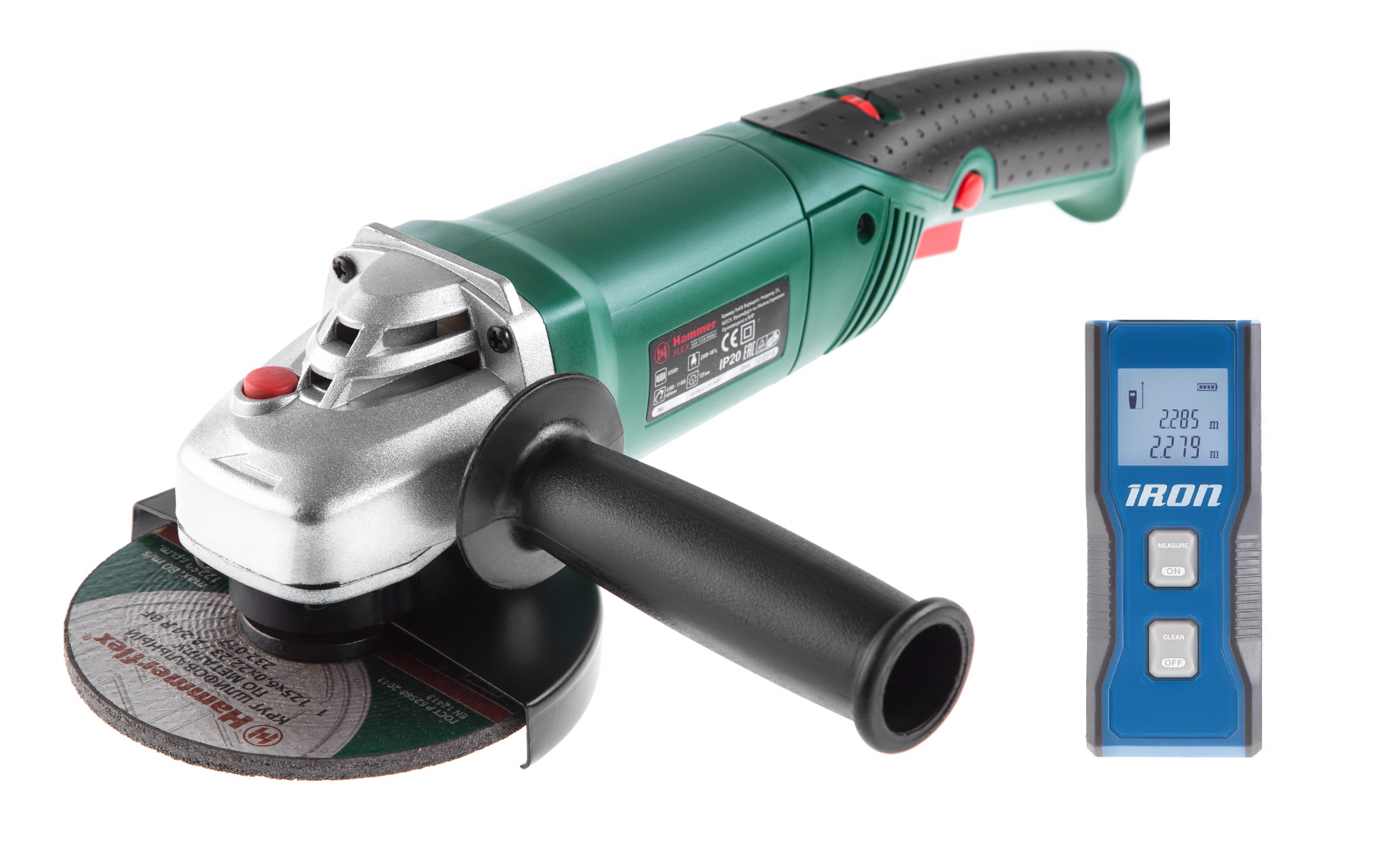 

Набор Hammer УШМ usm1050a + дальномер iron la20
