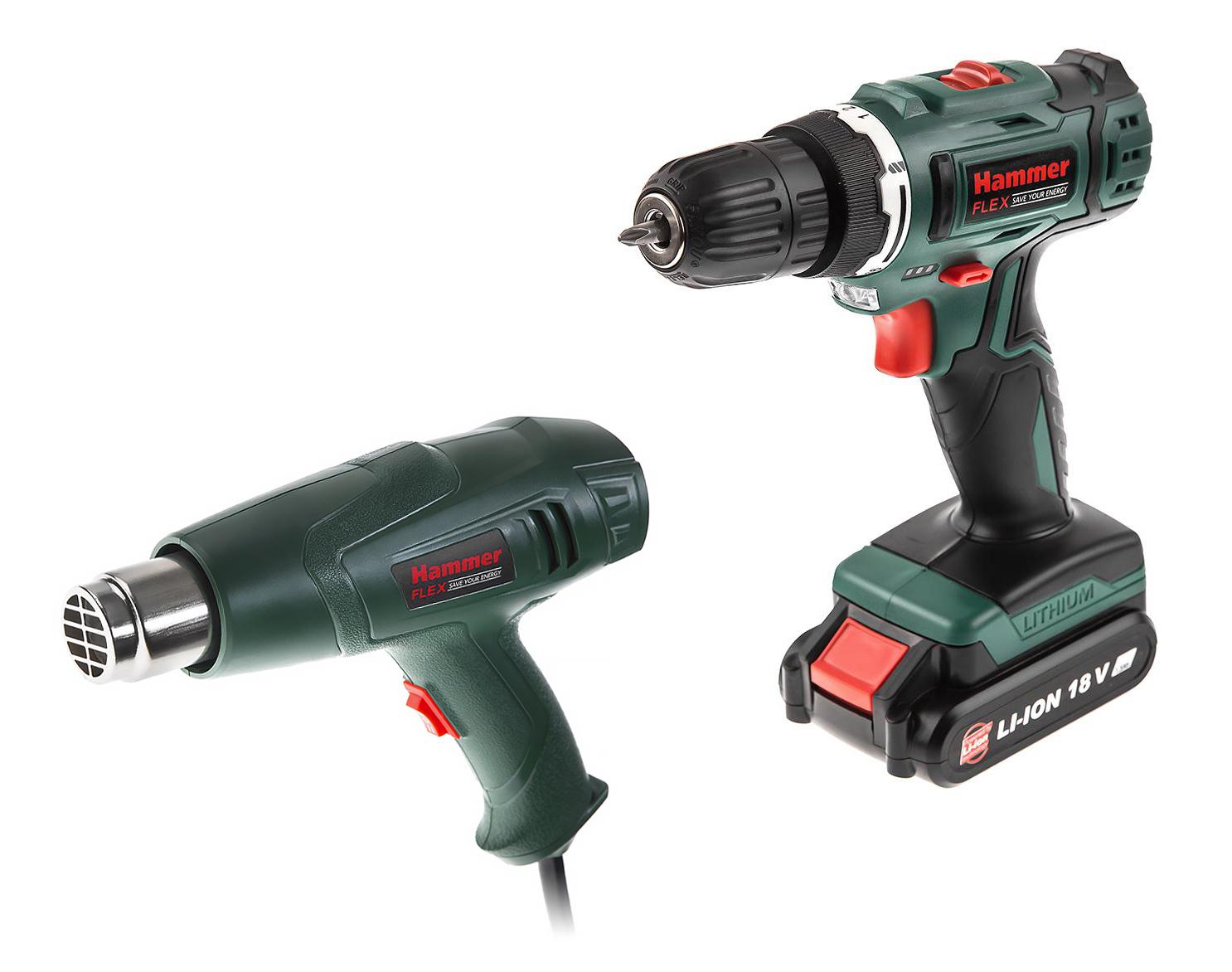 

Набор Hammer Acd185li + Фен техн. hg2000le