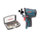 Набор BOSCH Гайковерт аккумуляторный GDR 12-LI (06019A6901) без акк. и з.у,Набор бит 2607017319