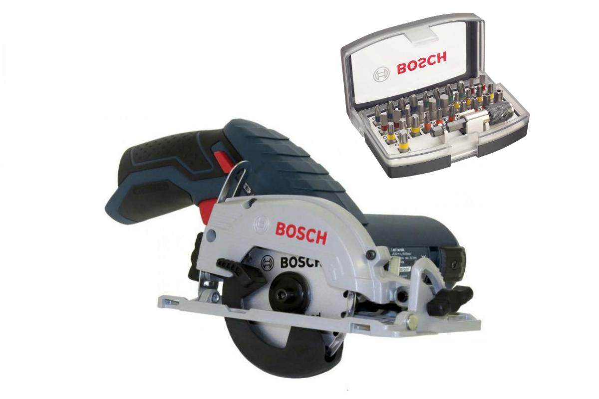 

Набор Bosch Пила циркулярная gks 12v-26 professionali БЕЗ АКК. и З/У (0.601.6a1.001),Набор бит 2.607.017.319
