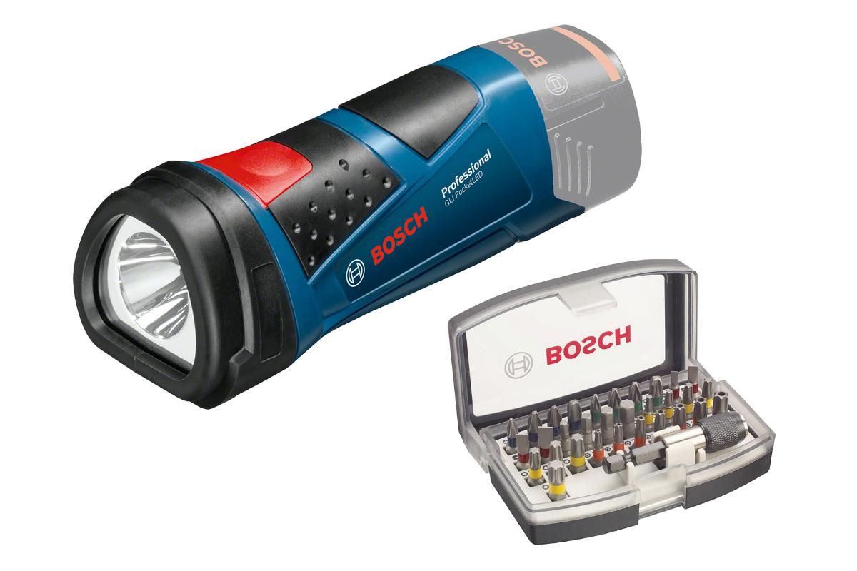 

Набор Bosch Фонарь gli pocketled (0.601.437.v00),Набор бит 2.607.017.319
