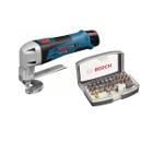 Набор BOSCH Ножницы по металлу GSC 12 V-LI (0601926108),Набор бит 2607017319
