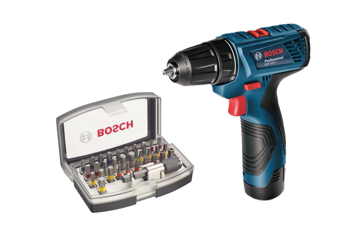 

Набор Bosch Дрель аккумуляторная gsr 120-li (0.601.9f7.001),Набор бит 2.607.017.319