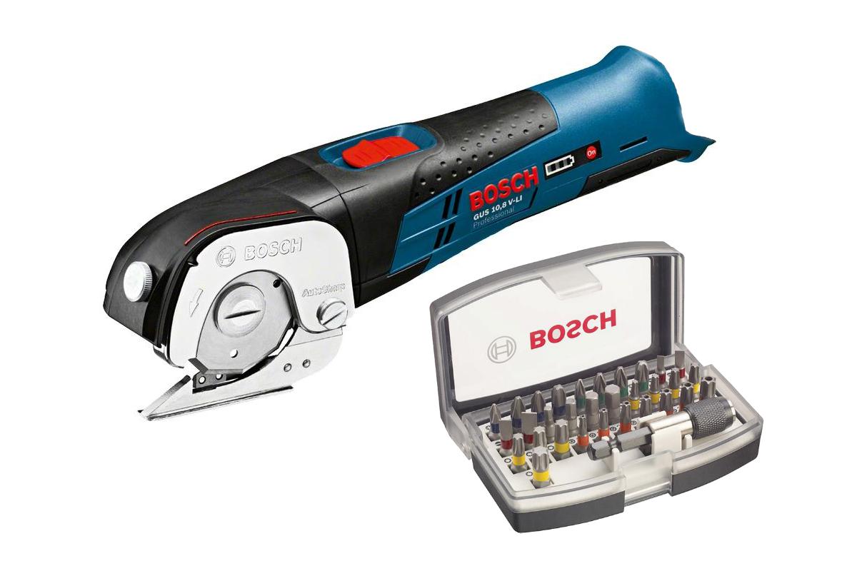 

Набор Bosch Ножницы gus 10,8 v-li (0.601.9b2.901),Набор бит 2.607.017.319