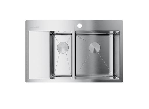 Изображение товара Мойка кухонная OMOIKIRI Akisame 78-2-IN-R 4973063 из нержавеющей стали с двумя чашами