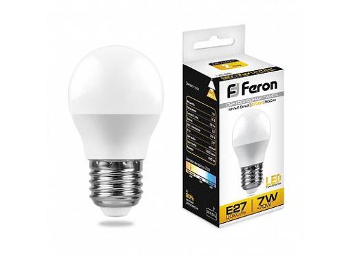 Изображение товара Светодиодная лампа FERON 25481 7W E27 теплый свет