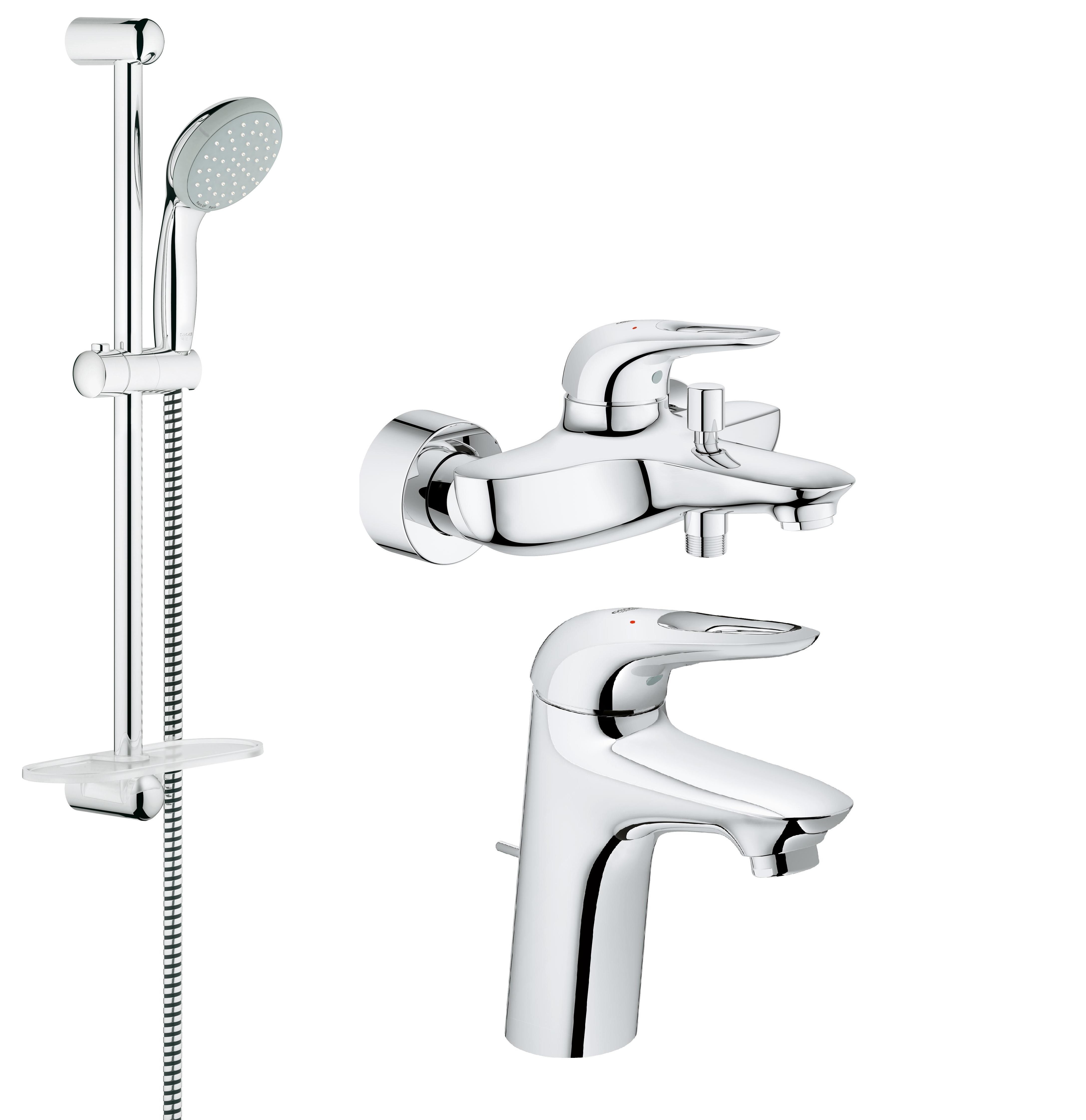 

Набор Grohe Смеситель 33558003 +Смеситель 33591003 +Душевой гарнитур new tempesta ii 2792600