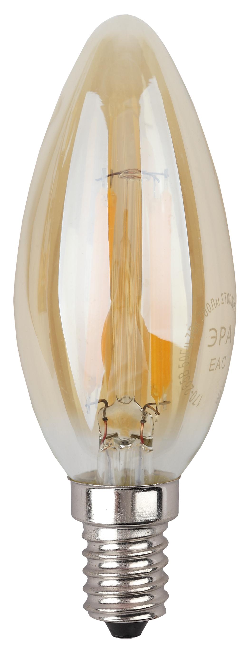 

Лампа светодиодная ЭРА F-led b35-5w-827-e14 gold